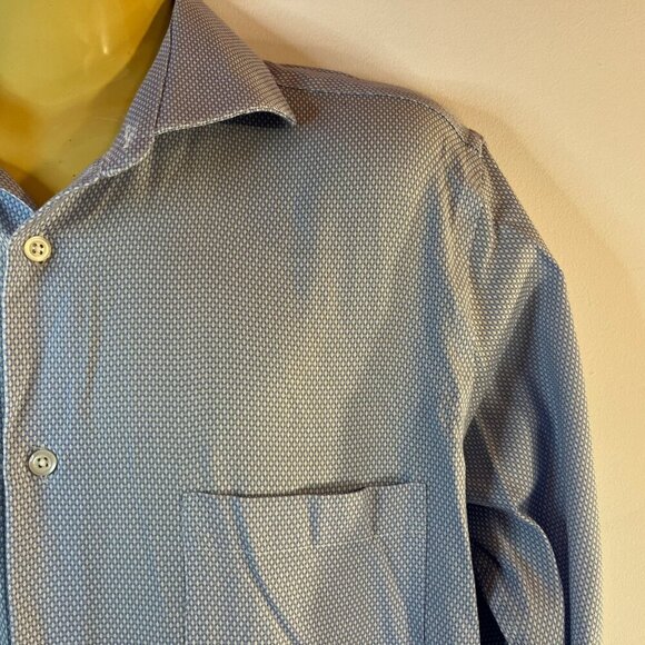 Pronto Uomo Men's Blue Scales Dress Shirt - Size 16.5 36-37 Tall - Picture 3 of 6